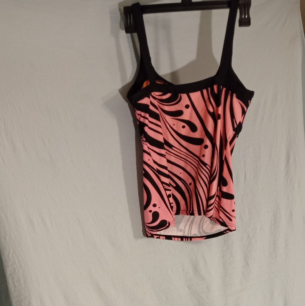 Zero Xposur Coral and Black Tankini Top Size Medium - Picture 2 of 4